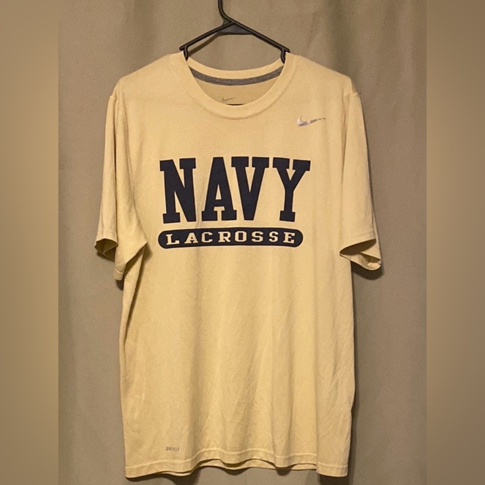 Navy Midshipmen Nike Legend Dri-Fit Lacrosse Short Sleeve Tee Vegas Gold Men’s L